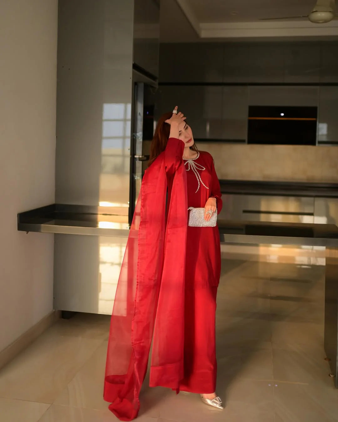 Ruby Elegance - 3PC Cotton Ensemble