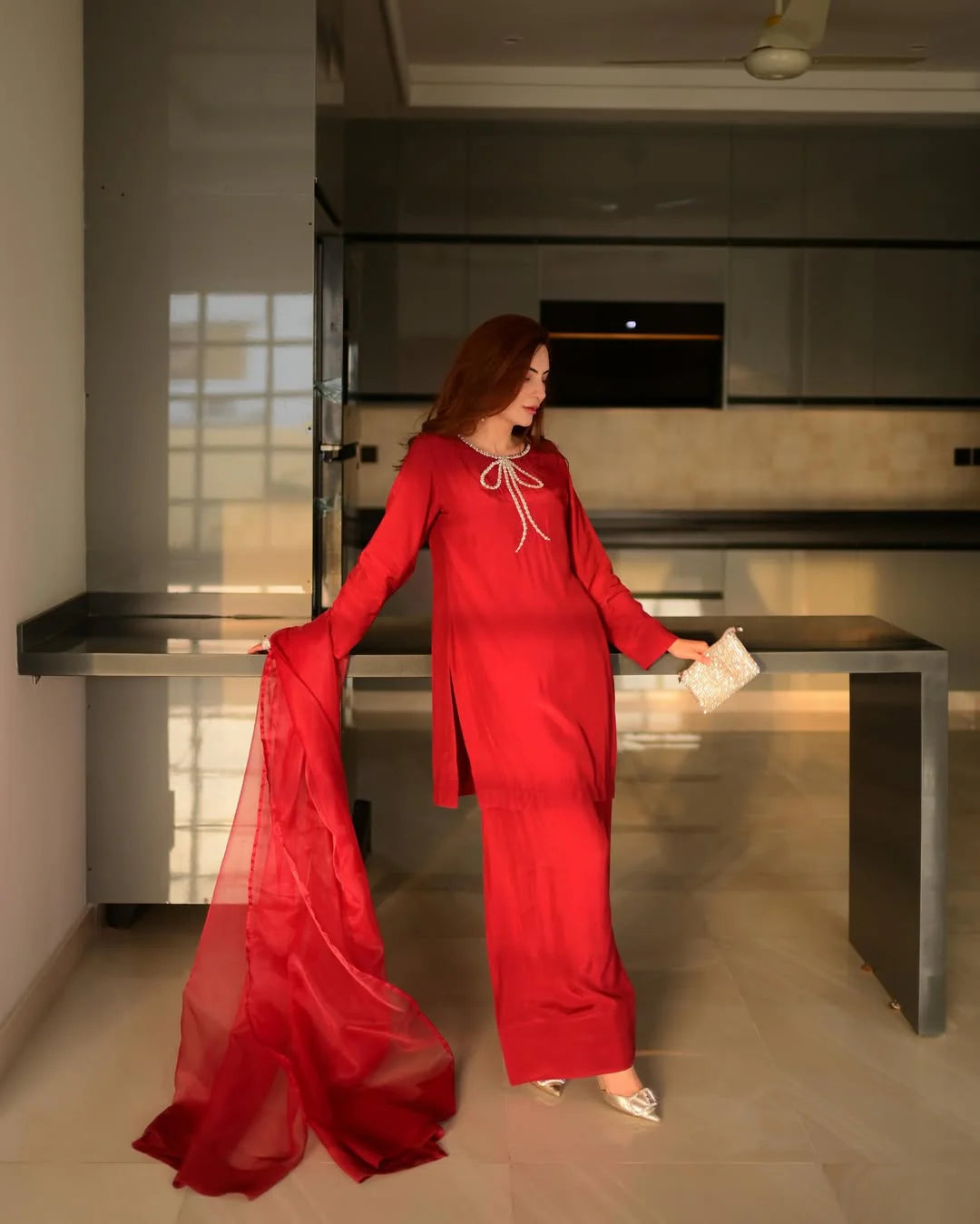 Ruby Elegance - 3PC Cotton Ensemble