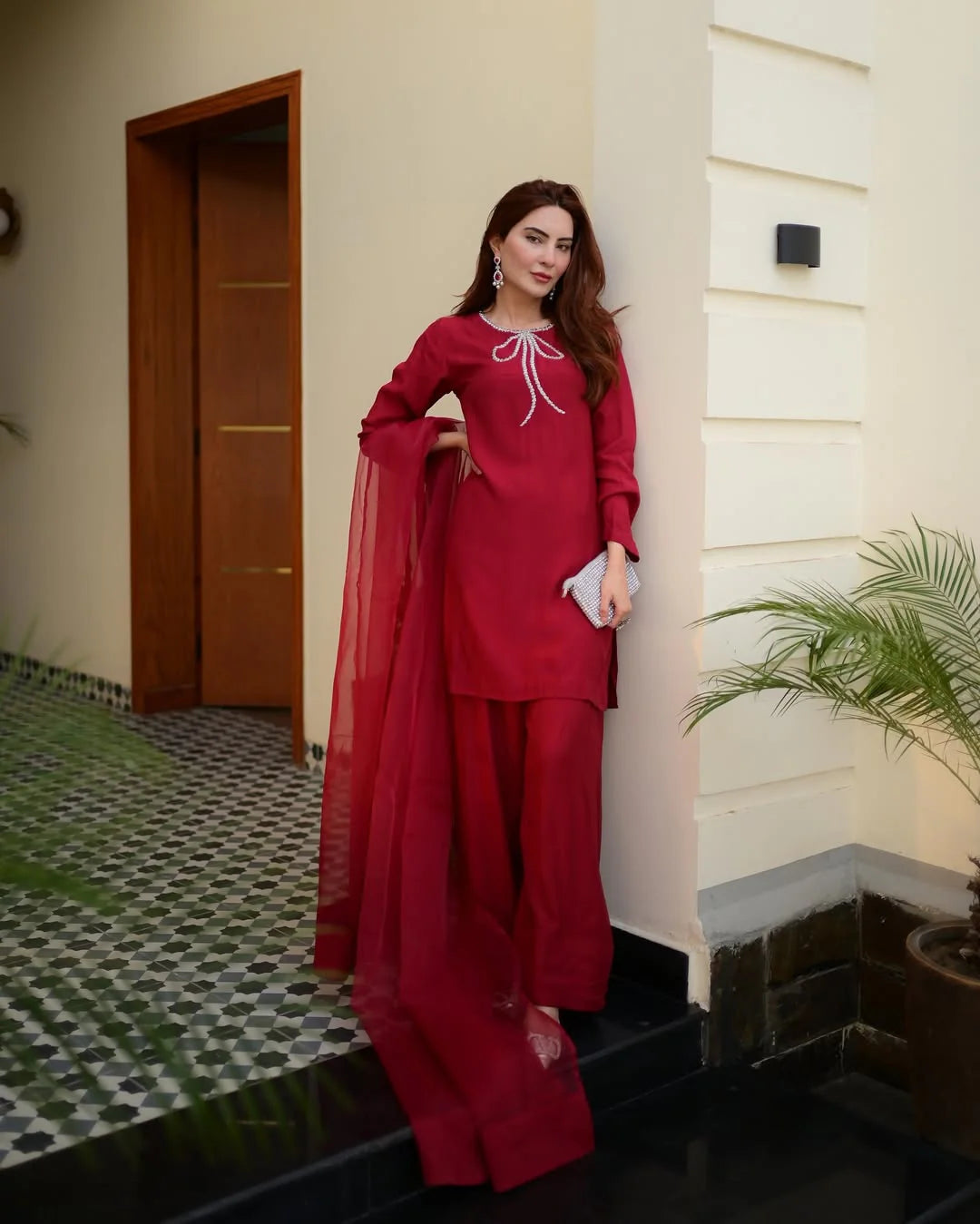 Ruby Elegance - 3PC Cotton Ensemble