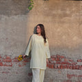 Noor Farshi Cotton Co-ord Set – Butter Yellow & Elegance
