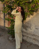 Noor Farshi Cotton Co-ord Set – Butter Yellow & Elegance