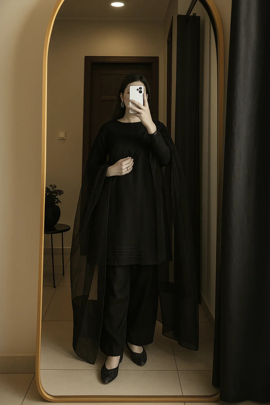 PARTY WEAR BLACK FARSHI SHALWAR
