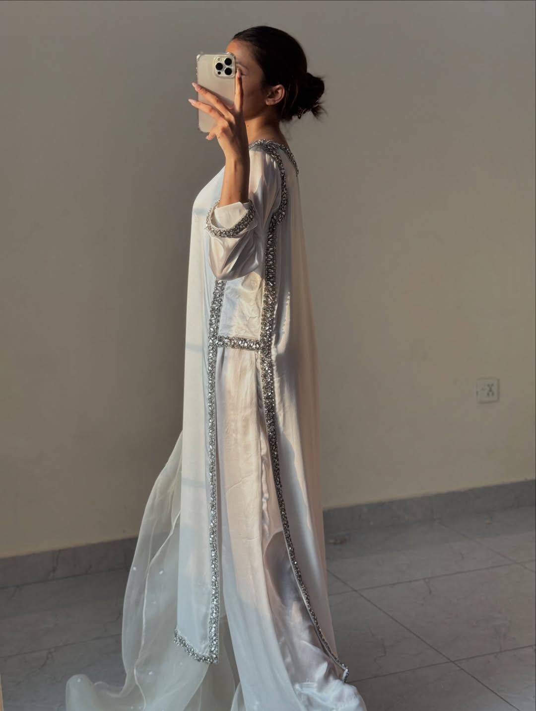 White silk pakistani dress