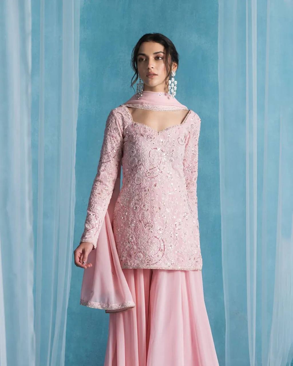 EXCLUSIVE DESIGNER SUIT WITH KURTI PLAZZO AND DUPATTA SET