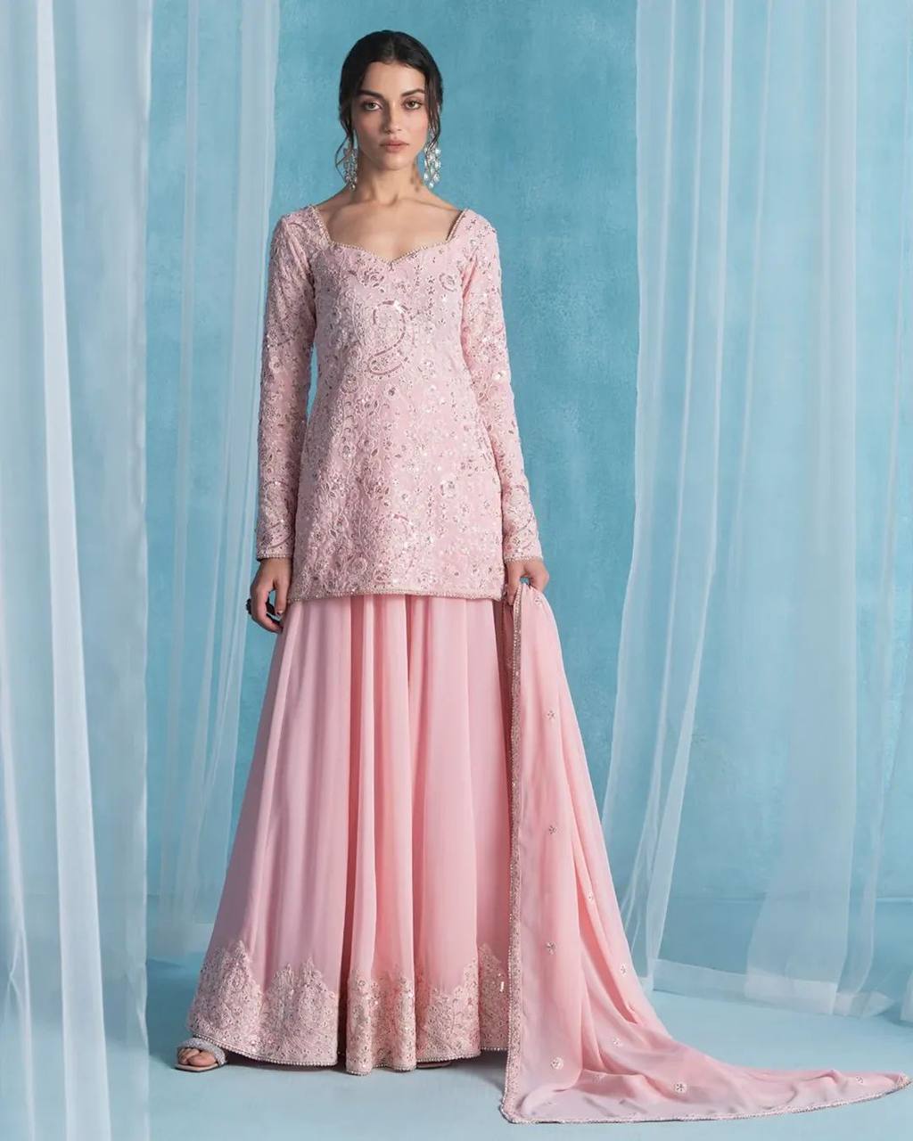 EXCLUSIVE DESIGNER SUIT WITH KURTI PLAZZO AND DUPATTA SET