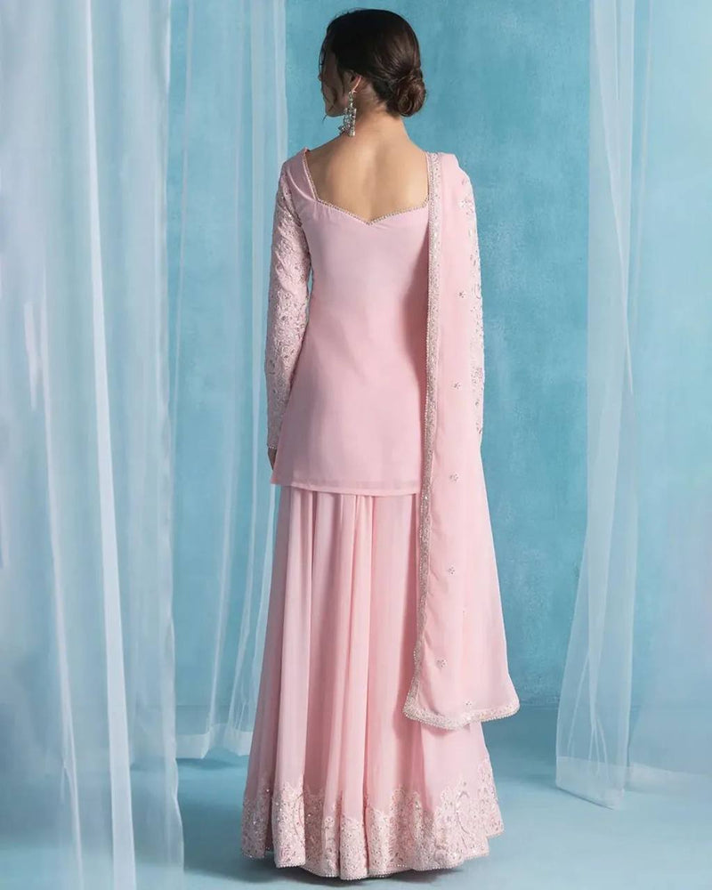 EXCLUSIVE DESIGNER SUIT WITH KURTI PLAZZO AND DUPATTA SET