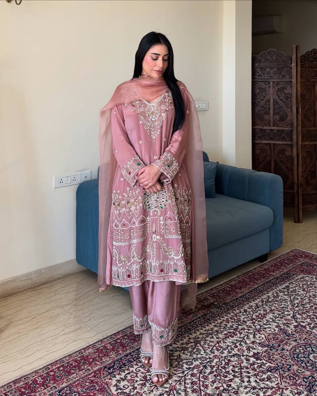 Exclusive 3-Piece Pant Set with Dupatta