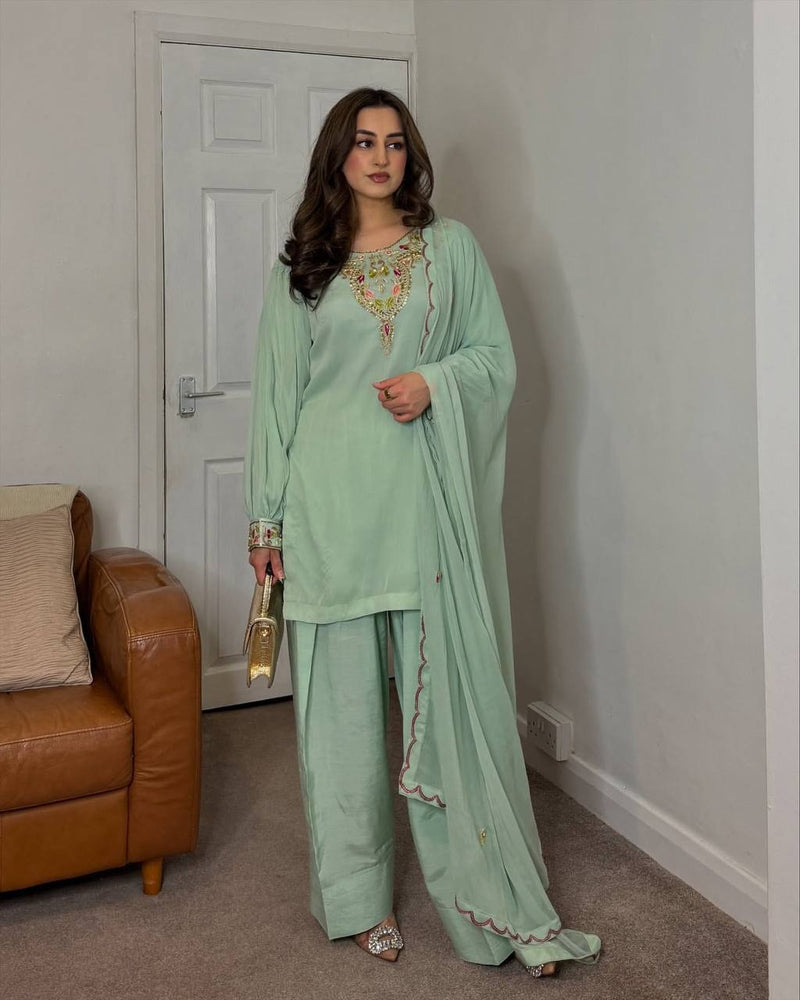 Luxury 3 Piece Suit with Farshi Shalwar