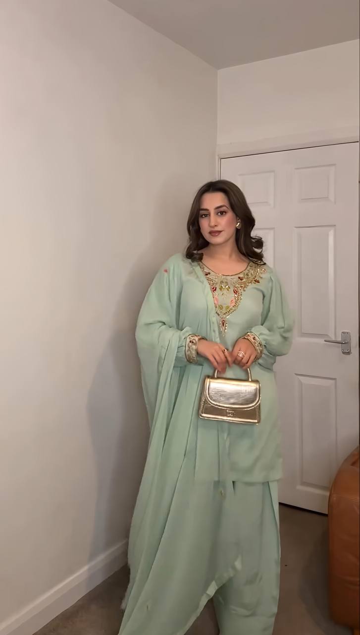 Luxury 3 Piece Suit with Farshi Shalwar