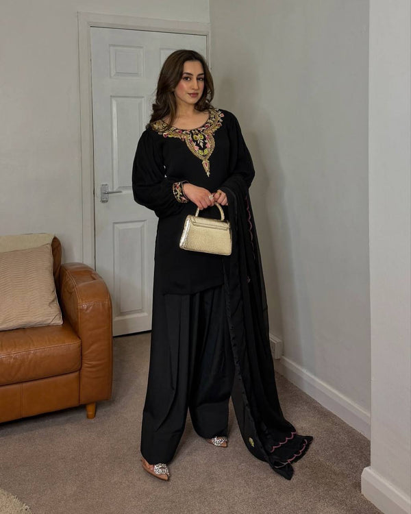 Luxury 3 Piece Suit with Farshi Shalwar