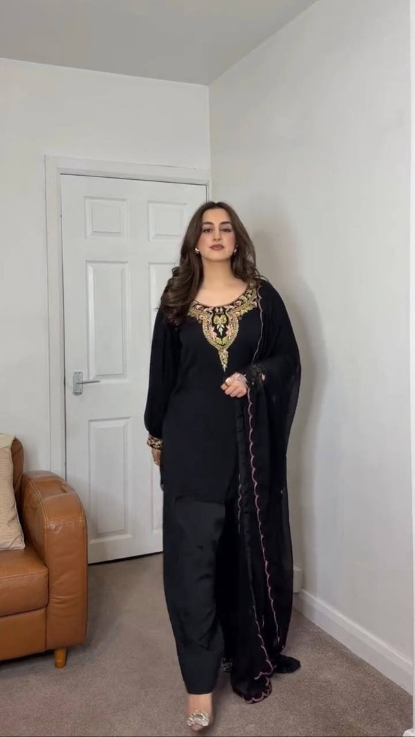 Luxury 3 Piece Suit with Farshi Shalwar