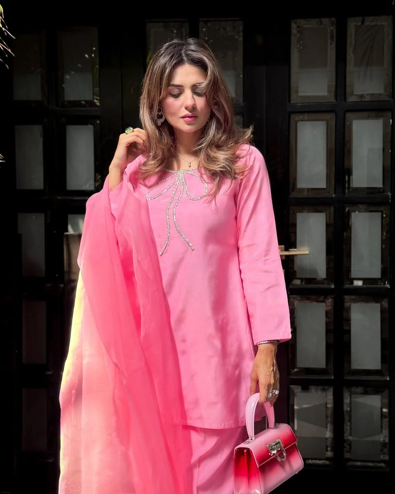 Blush Pink Elegance - 3PC Silk Ensemble