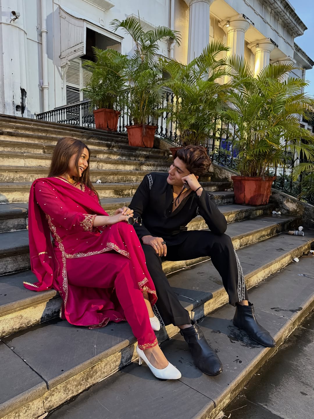 Solid Pink Long Hand Embellshed Kurta With Trouser And Dupatta