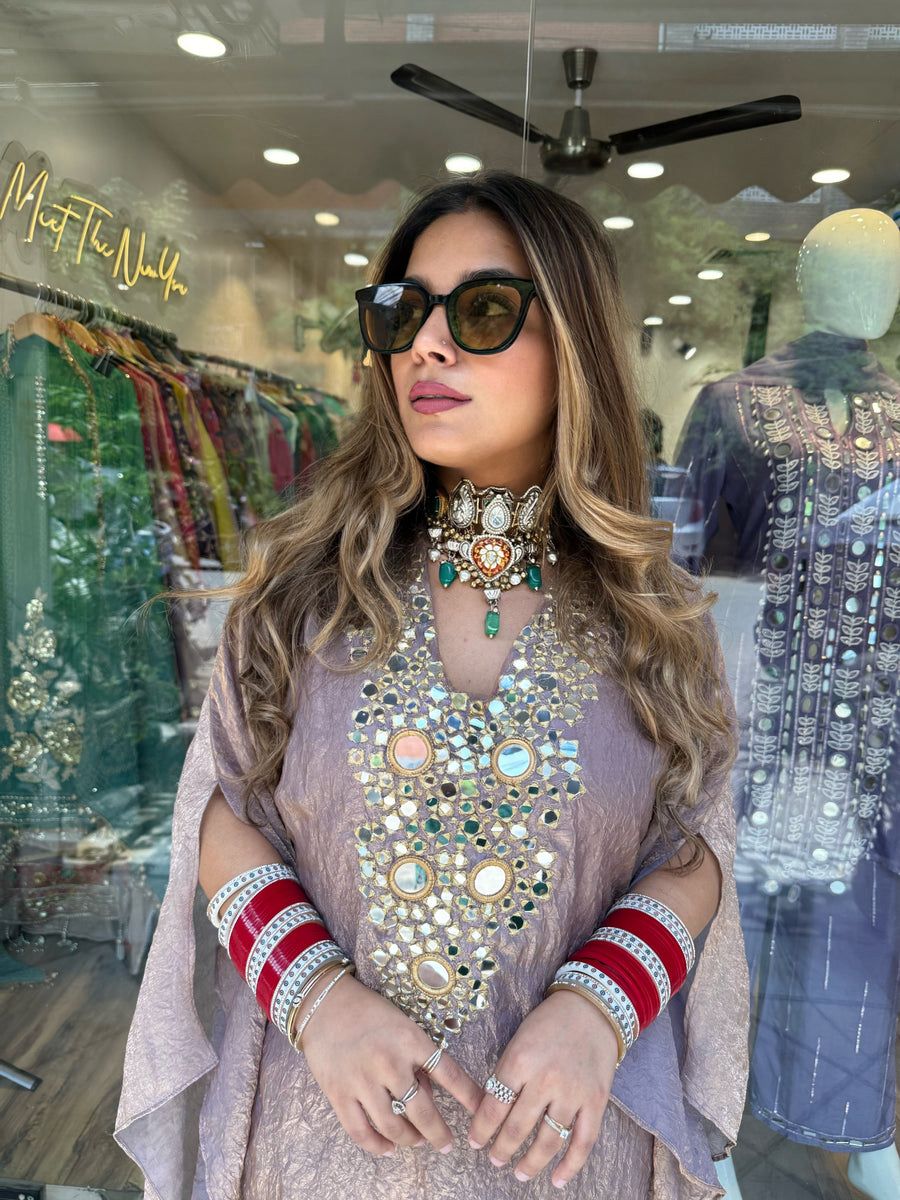 Sabah Mirror Work Shimmer Kurta Set