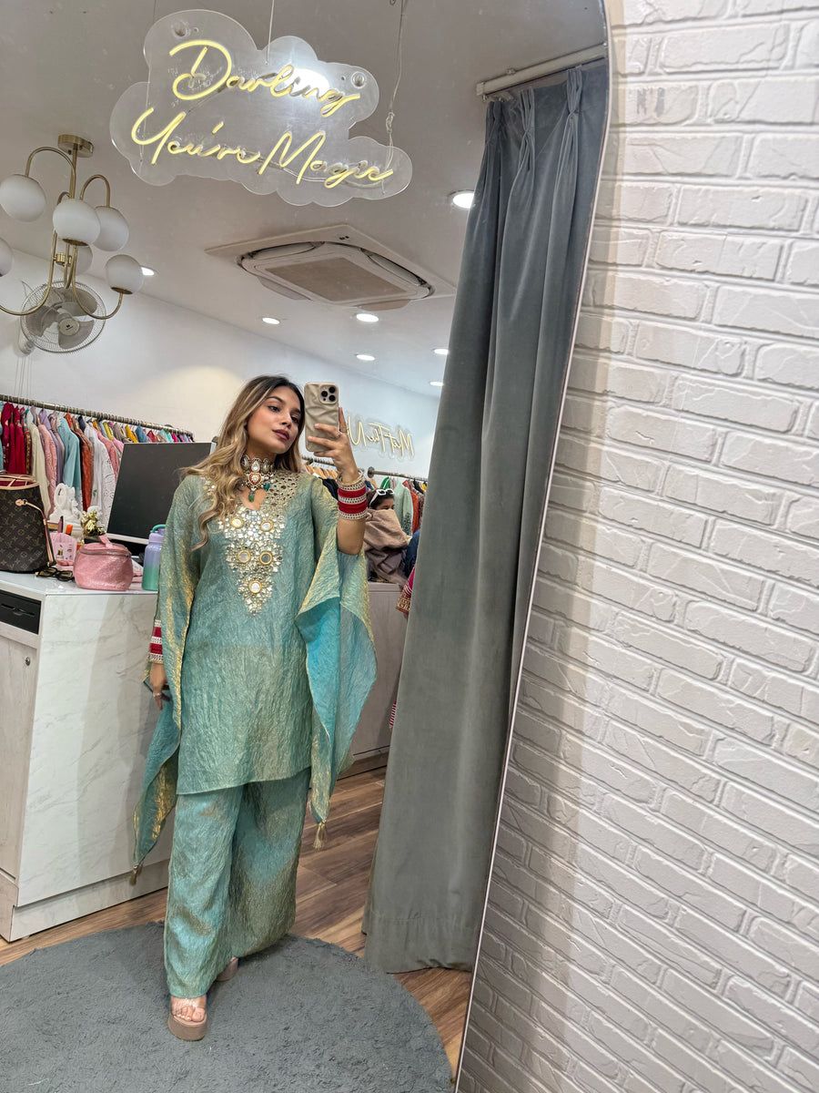Sabah Mirror Work Shimmer Kurta Set
