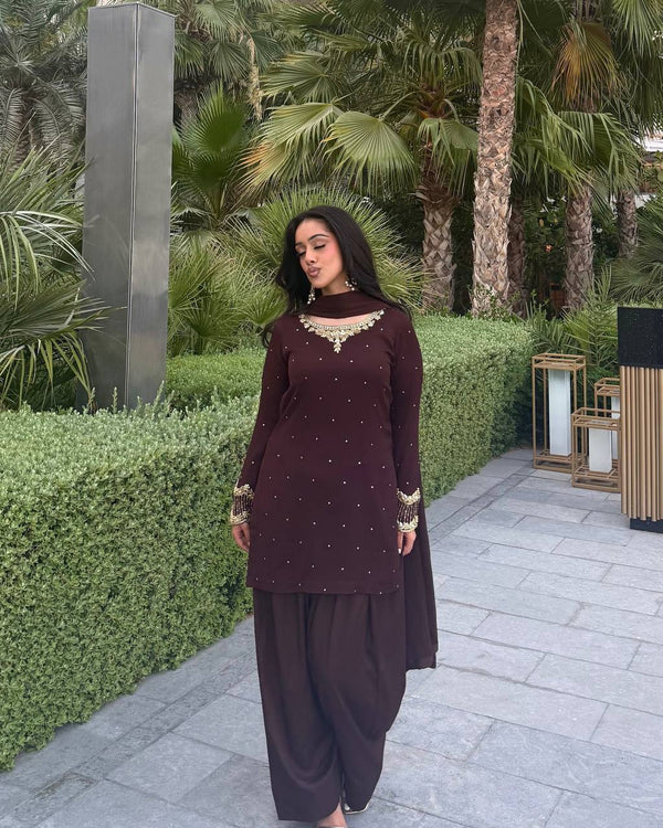 3 Piece  Suit with Farshi Shalwar