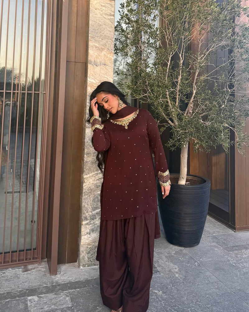 3 Piece  Suit with Farshi Shalwar